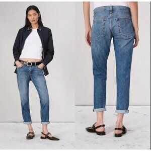 NEW Rag & Bone Dre Low Rise Slim Straight Leg Boyfriend Jeans Blue Size: 28